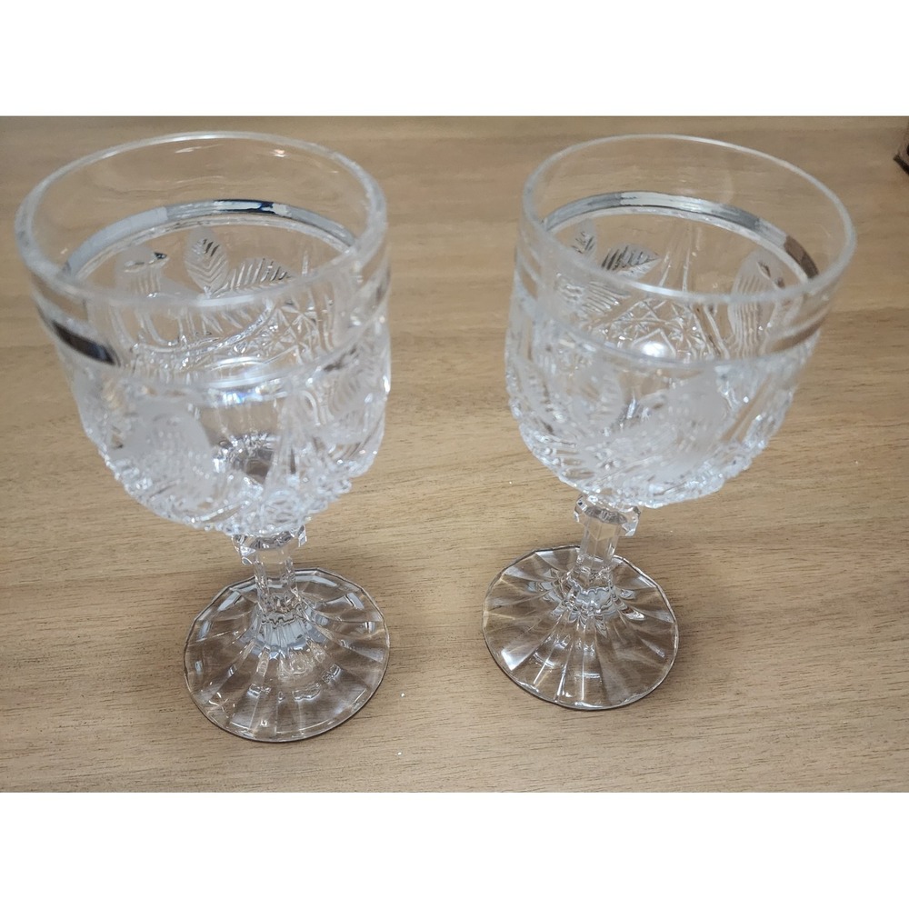 Hofbauer Byrdes Crystal Water Goblet - Birds - Made in Germany set of 2